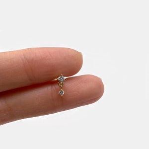 Cz dangle stud Tiny gold stud Silver tiny stud Minimalist stud earring Gold dainty stud Dainty stud mm image 4