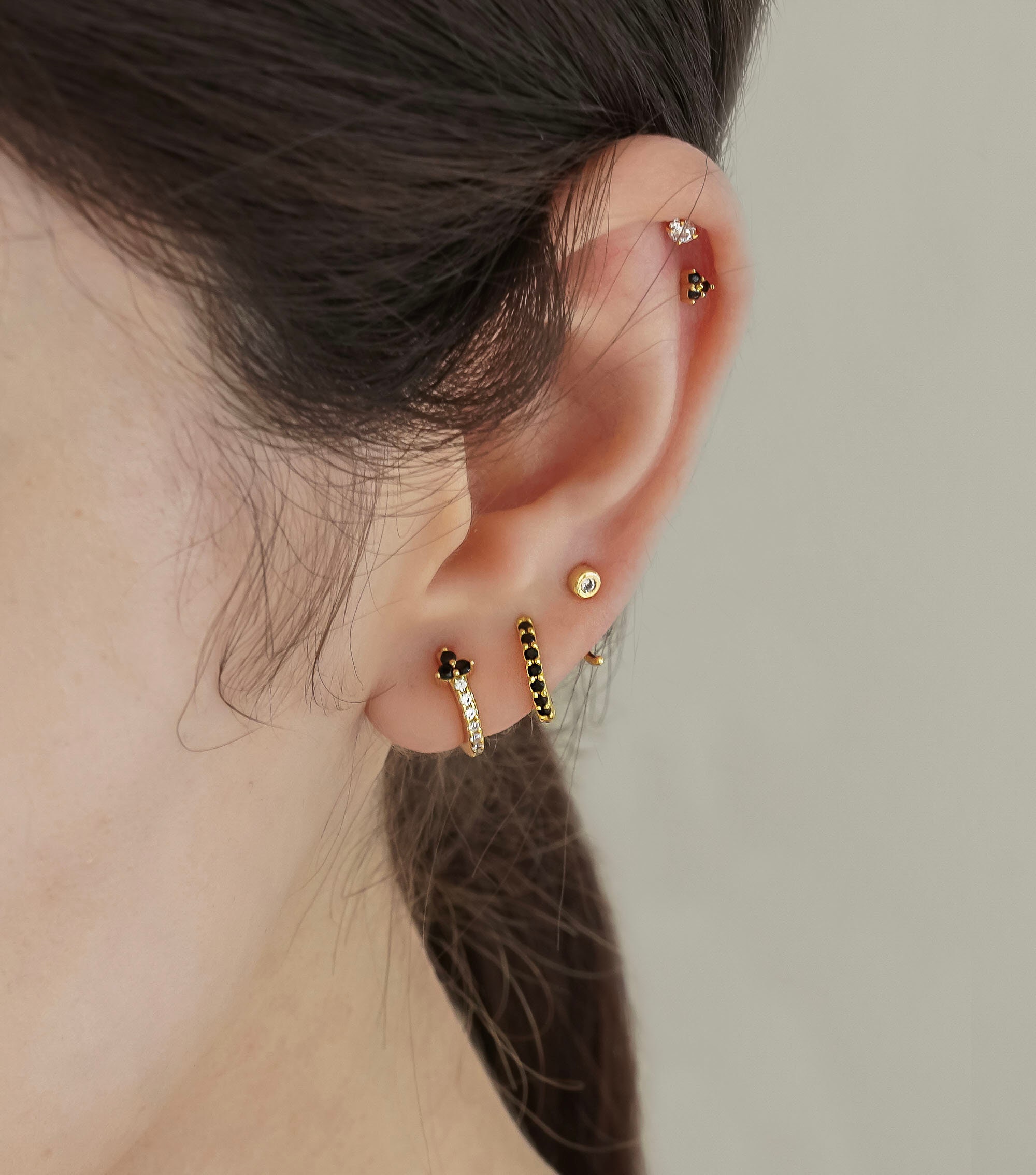 Turquoise hoop earrings - Onyx hoop earrings - Dainty hoops - Huggie earrings - Colored stone hoop earrings - Cz hoop earrings