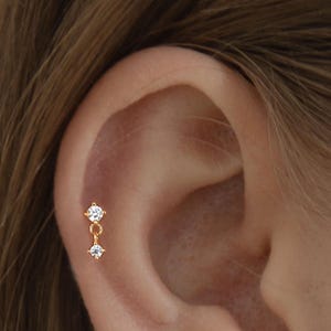 Cz pendants - Petit clou en or - Petit clou en argent - Clou d'oreille minimaliste - Clou d'oreille délicat en or - Clou d'oreille délicat