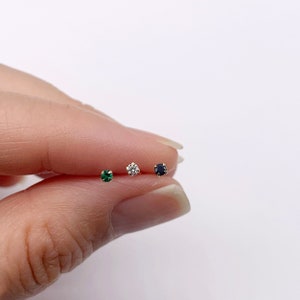 14K Solid Gold Stud - 2mm Tiny Stud Earring - Tiny Cz Stud - Minimalist stud earrings - 14K Solid Gold Earring