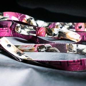 Shikoku leash in illustration design on Purple 2.5cm wide