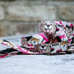Japanese Akita Inu leash with Sushi pattern on vibrant background 2cm width