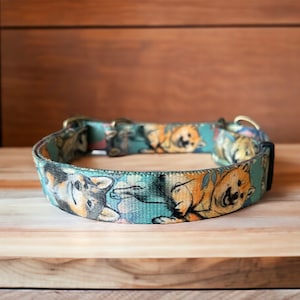 Sakura Shiba Inu on vibrant background. 2cm wide