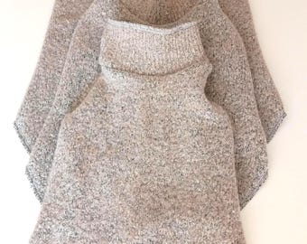 Greige Wool Blend Turtleneck Sweaters, Little Dog Size XS to Medium, Upcycled Wool