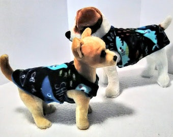 Sharks! Double Fleece Winter Dog Coat with 3M Thinsulate, Little Dog Back Lengths up to 18 inches only