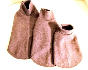 Tan Melange Extra Fine Italian Merino Wool Sleeveless Turtleneck Sweaters, Little Dog SizesXXS to Small, Upcycled/Recycled Wool