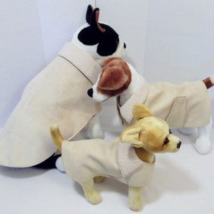 Faux Suede/Sherpa Fall Weather Dog Coat, Dog Jacket, Little Dog Back Lengths to 18 inches