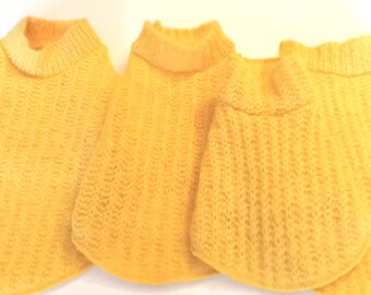 Yellow Wool Blend Crewneck Sweaters, Little Dog Sizes XXS, XS and Small, Upcycled Wool