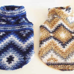 Faux Sherpa Aztec Print Little Dog Turtleneck Sweater, Sizes XXSmall to Medium