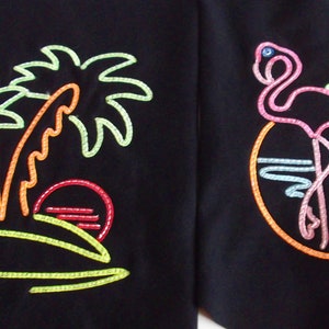 Ltd. Edition Neon Signs Embroidered Black Little Dog T-Shirt, Sizes Small and Medium