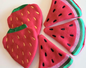 Watermelon or Strawberry Crinkle Toys for Little Dogs