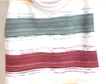 Gray, White, Red and Yellow Paint-Brushed Stripes Little Dog T-Shirt, Sizes XXS to M