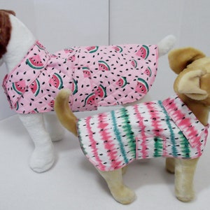 Watermelon Cotton Quilted Reversible Dog Jacket, Little Dog Back Lengths to 14 inches