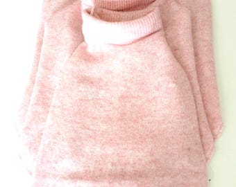 Pink Superfine Merino Wool Turtleneck Sweaters, Little Dog Sizes XS to Medium, Upcycled Wool