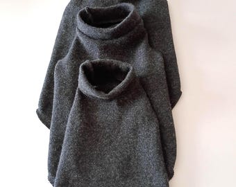 Charcoal Gray Cashmere/Wool Blend Turtleneck or Crew Neck Sweaters, Little Dog Sizes XXS to Small, Upcycled/Recycled Cashmere