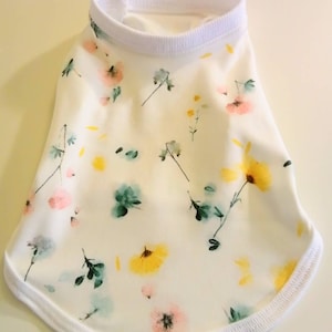 Wildflowers on Cream Little Dog Sleeveless T-Shirt, Sizes XXXS to Medium