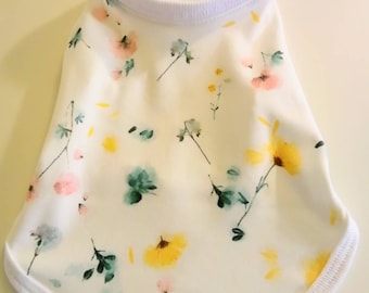 Wildflowers on Cream Little Dog Sleeveless T-Shirt, Sizes XXXS to Medium