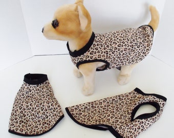 Gold Glittered Cheetah Print Little Dog T-Shirt, Sizes XXS to Medium