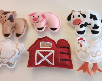 Barnyard Squeaky Toys for Little Dogs, Barn, Horse, Lamb, Cow, Chicken, Pig