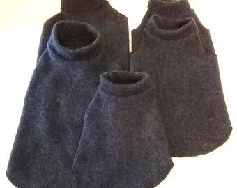 Charcoal Gray Cashmere Turtleneck or Crew Neck Sweaters, Little Dog Sizes XXS to Small, Upcycled/Recycled Cashmere
