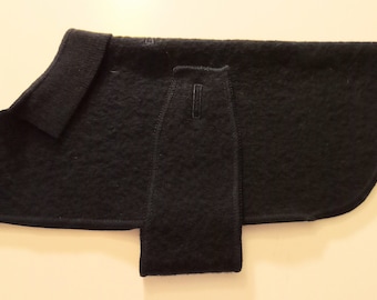 Black Boiled Wool, Fall Weather Little Dog Coat, Size XS, Upcycled Wool