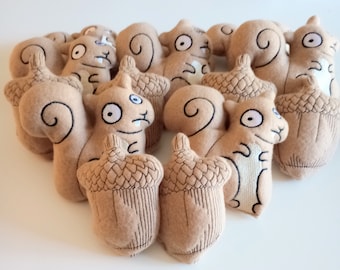 Squirrel and Acorn Squeaky Toys for Little Dogs