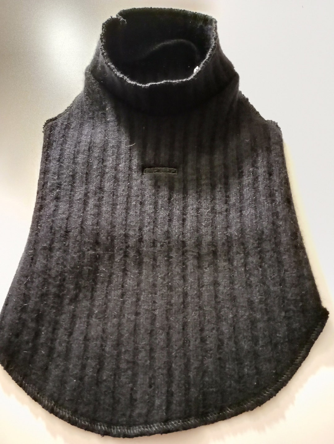Black Ribbed Merino Wool, Cashmere and Angora Rabbit Hair Blend Mock ...