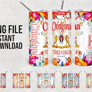 Chingona Toxica y Chula Multicolor Floral 5th Version, PNG FILE ONLY,  Tumbler Design, Tumbler Wrap, Skinny Tumbler Wrap, Flat Tumbler Wrap