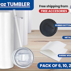 20oz Blank Tumblers, Sublimation Blank Tumbler, Wholesale Straight White Tumblers, FREE SHIPPING, Skinny Straight White, Skinny Tumbler
