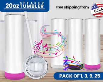 20oz Speaker Tumbler, Sublimation Blank Tumbler, Wholesale Straight White Tumblers, Skinny Tumbler, Flat Tumbler, FREE SHIPPING, Speaker