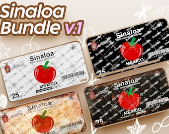 License Plate -  Sinaloa 1 V1|Bundle|Black|Old Rust  - PNG FILE ONLY