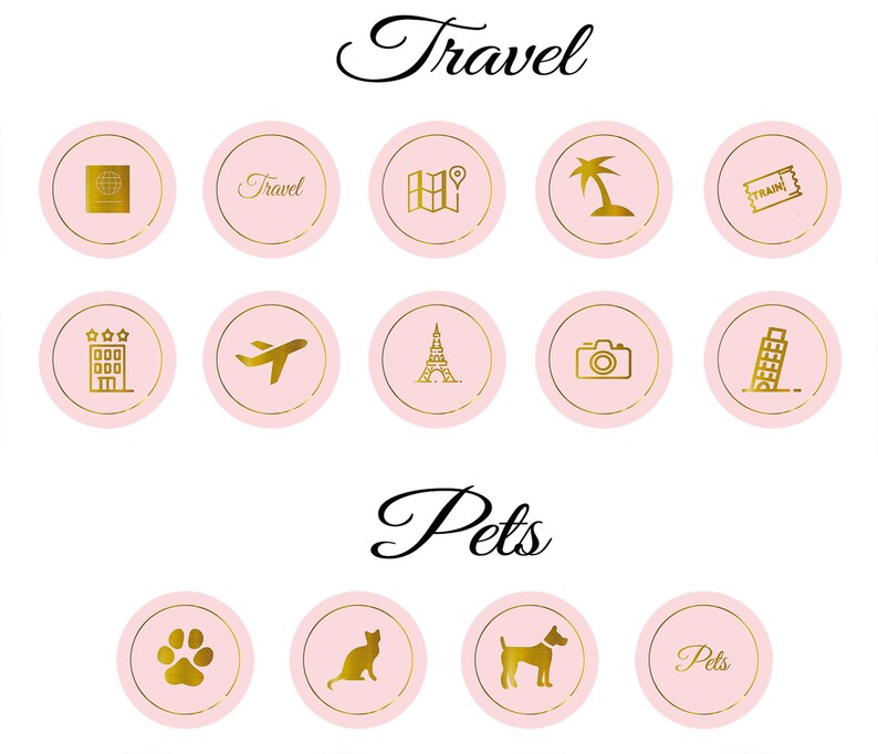 Pink Gold Instagram Highlight Covers .JPG Rose Instagram Etsy