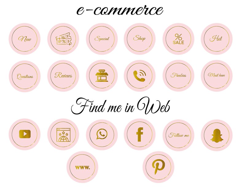 Pink Gold Instagram Highlight Covers .JPG Rose Instagram Etsy