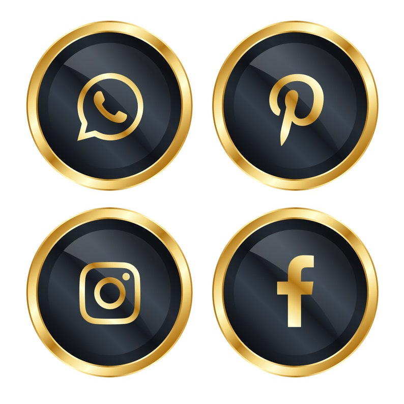 Black social media icons on trantparent background on 3 sizes | Etsy