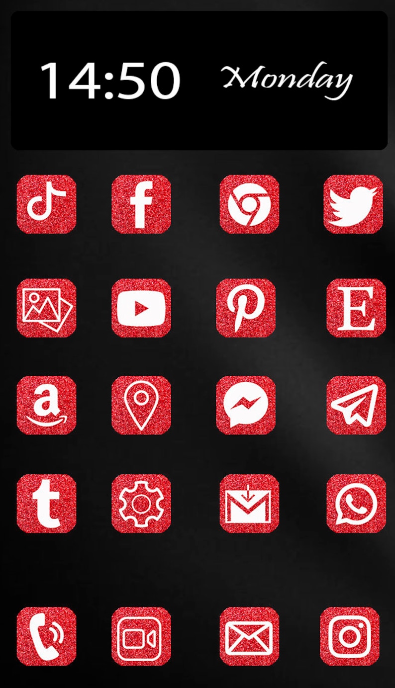 App Icons for Ios 14 Red Glitter White Etsy