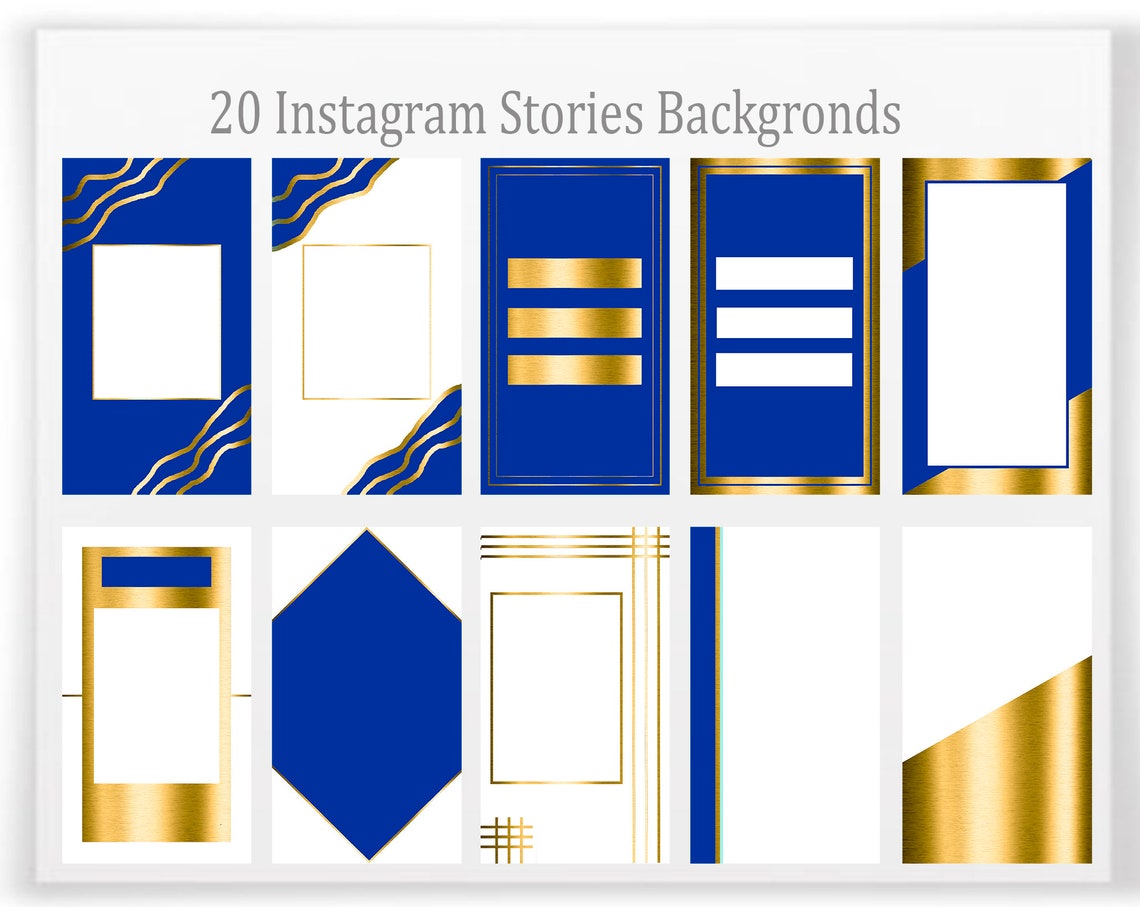 Navy Blue Instagram Stories Templates Dark Blue Gold | Etsy