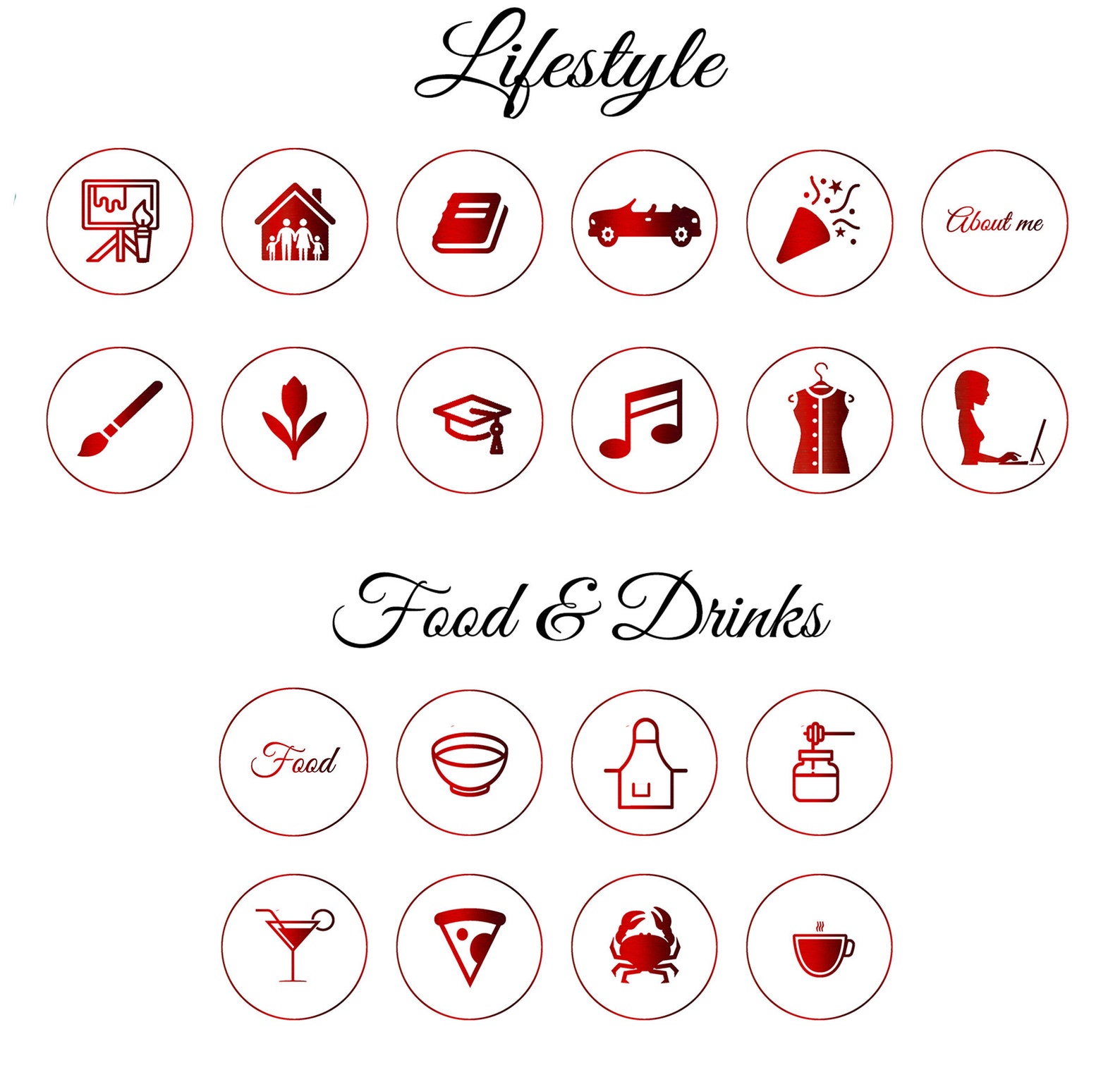 70 Red Instagram Highlight Icons Red Story Highlights Red Etsy