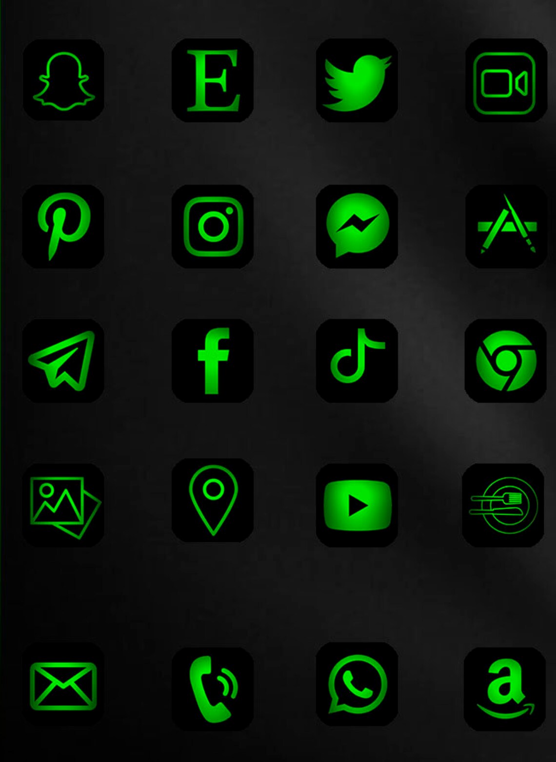 100 App Icons Green neon White Neon IOS 14 App Covers Iphone Etsy