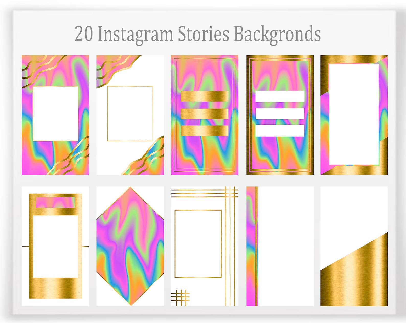 Нolographic Instagram Templates Blank Insta Backgrounds | Etsy