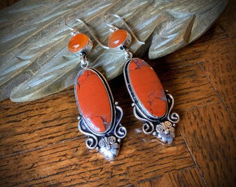 PriceRock Sterling Silver Carnelian/Reconstituted Coral/Red Zebra Jasper Necklace 26 Inches Long PriceRock Sterling Silver Carnelian/Reconstituted Coral/Red Zebra Jasper Necklace 26 Inches Long