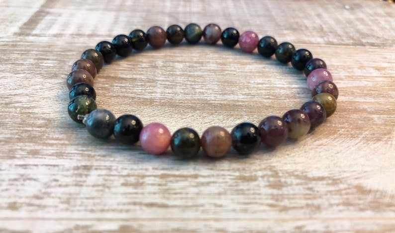 Natural Tourmaline Beaded Crystal Jewelry SetTourmaline Stretch BraceletMulti Color Bracelet EarringsRose Pink Earrings
