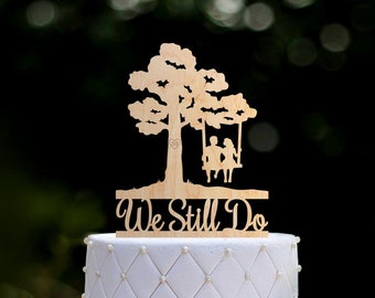 50th anniversary Oak tree couple swing cake topper,we still do Oak tree swing cake topper,anniversary Mr and mrs tree swing cake topper,0104