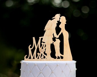 Feuerwehrmann Hochzeitstorte Topper, Feuerwehrmann Mr & Mrs mit Hund, 0254
