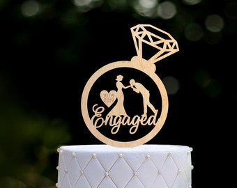 Engaged ring cake topper,Ring engagement Bridal Shower engaged cake topper,Bridal Shower miss to mrs engaged ring Cake Topper,0195