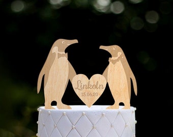 Penguin theme wedding cake topper,penguin bride groom wedding cake topper,penguin couple wedding cake topper,cute penguin cake topper,0287