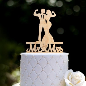 Gym workout fitness cake topper,Power lifting mr and mrs wedding cake topper,Fitness personalized wedding mr and mrs cake topper,0266