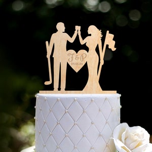 Golf theme wedding cake topper,golf initials cake topper date,Personalized golf wedding cake topper,golf lover bride groom cake topper,0329