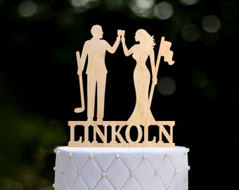 Custom Golf wedding last name topper,Golf theme cake topper,Personalized golf wedding cake topper,golf lover bride groom cake topper,0330