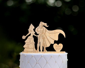 Princess theme knight in armor wedding cake topper,Fairytale wedding princess and knight topper,princess wedding knight cake topper,0300
