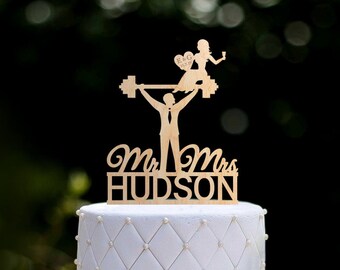 Power lifting mr and mrs cake topper,Gym cake topper,Fitness cake topper,wedding workout topper,funny gym cake topper,bride groom topper,04